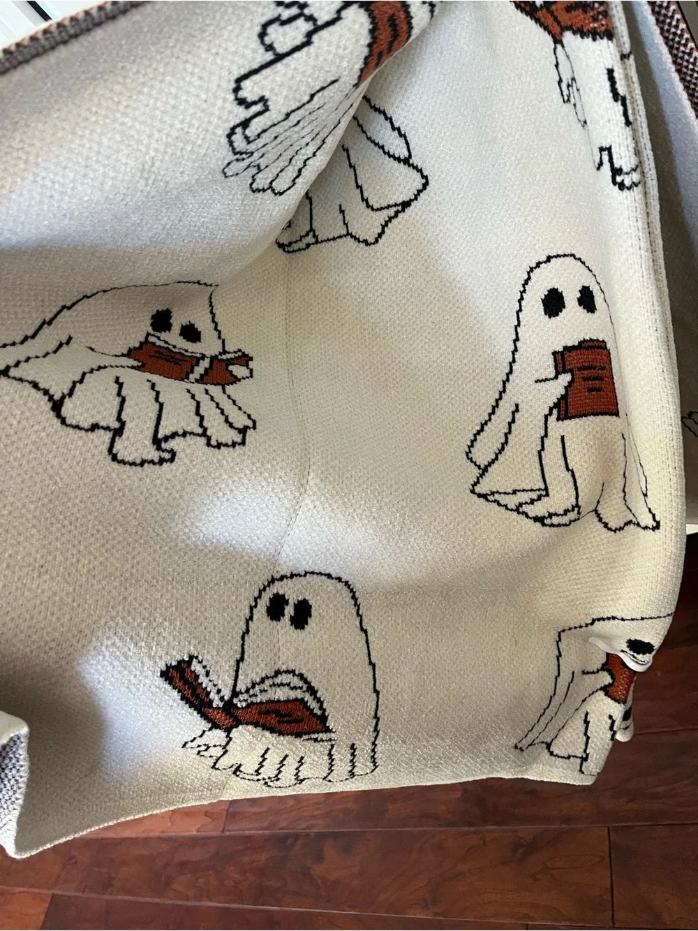 Goblin & Ghoul Ghost Reading Book Halloween Decorative Throw Blanket